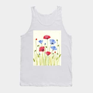 Whimsical Poppies in the Meadow Tank Top